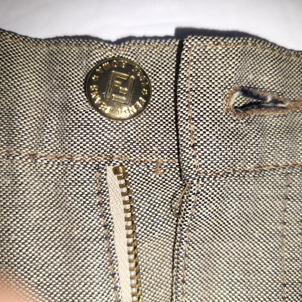 Fendi Jeans Vintage Logo Tape Denim Mini Skirt Taupe Gray Made in Italy 26 - Picture 6 of 8